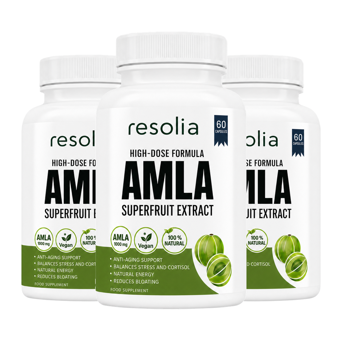 Resolia Amla Superfruit Capsules, 3 bottles